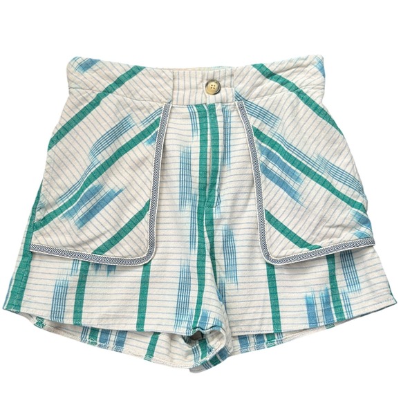 A2 Urban Outfitters‎ High Waist Shorts Blue Green Plaid Pockets Size 2 - Picture 1 of 7